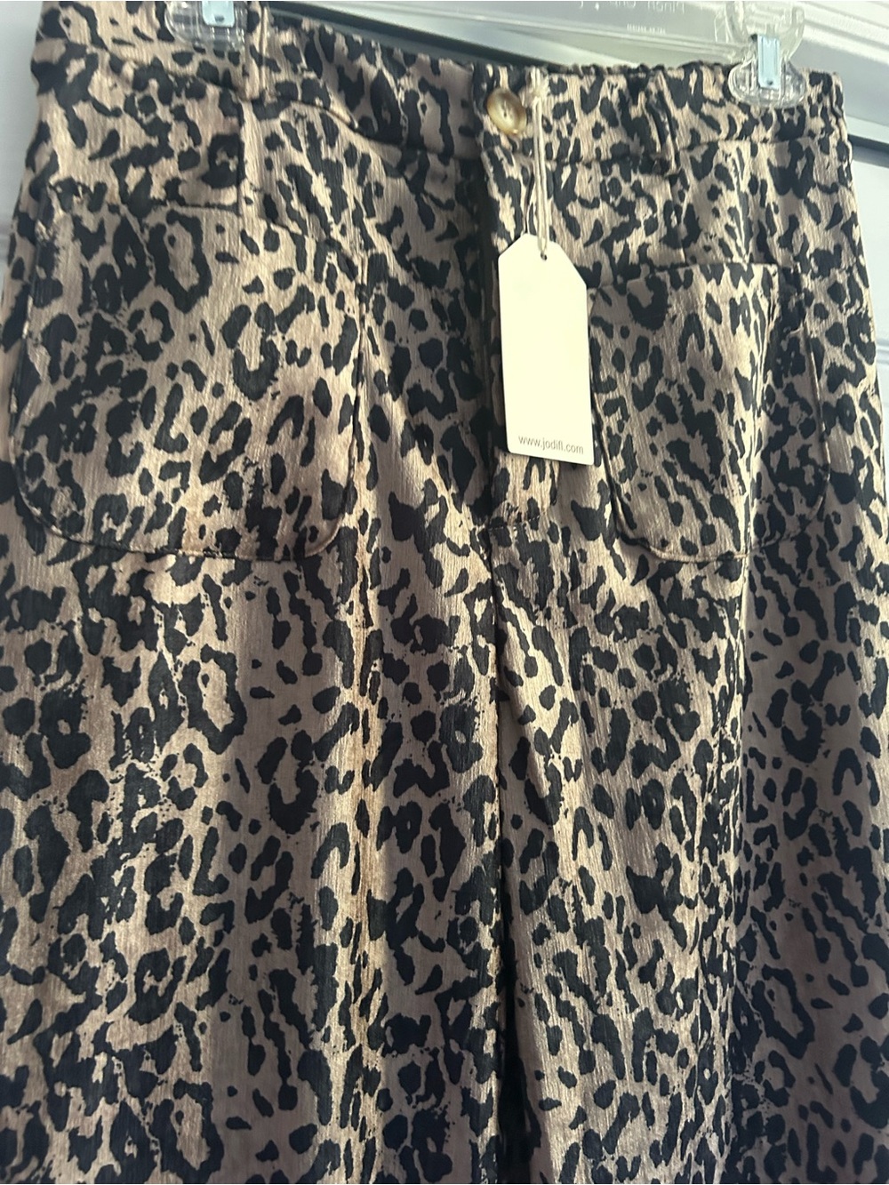 JODIFL Leopard Print Wide-Leg Trousers in Tan and Black - Picture 2 of 5